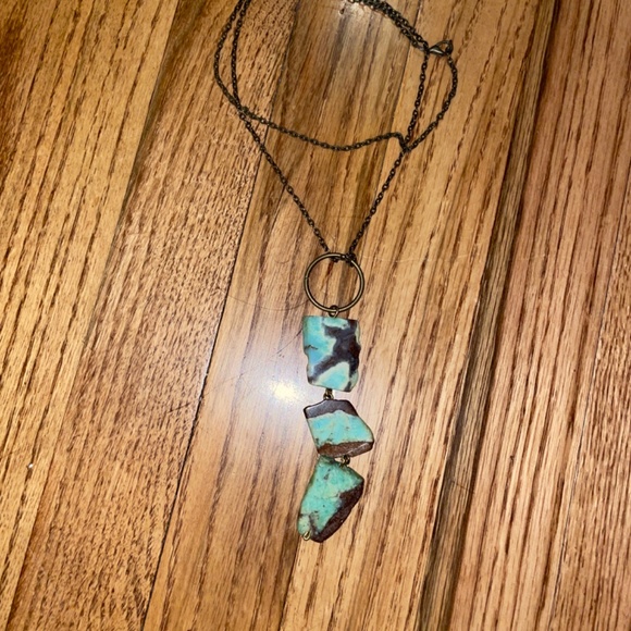 Vintage brass stone necklace - Picture 3 of 3